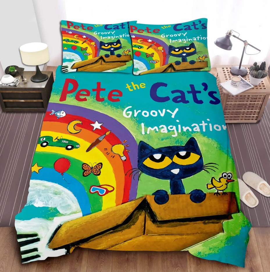 Personalized Pete The Cat Bedding Set Personalized Inspired Cat Quilt Groovy Birthday Gift Blue Cat Kids Birthday Pete The Cat Blanket